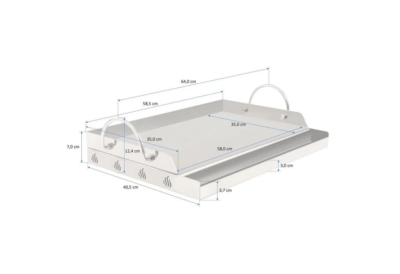 BBQ-Toro Edelstahl Grillplatte 64x40,5 cm mit Fettrinne - Bild 4