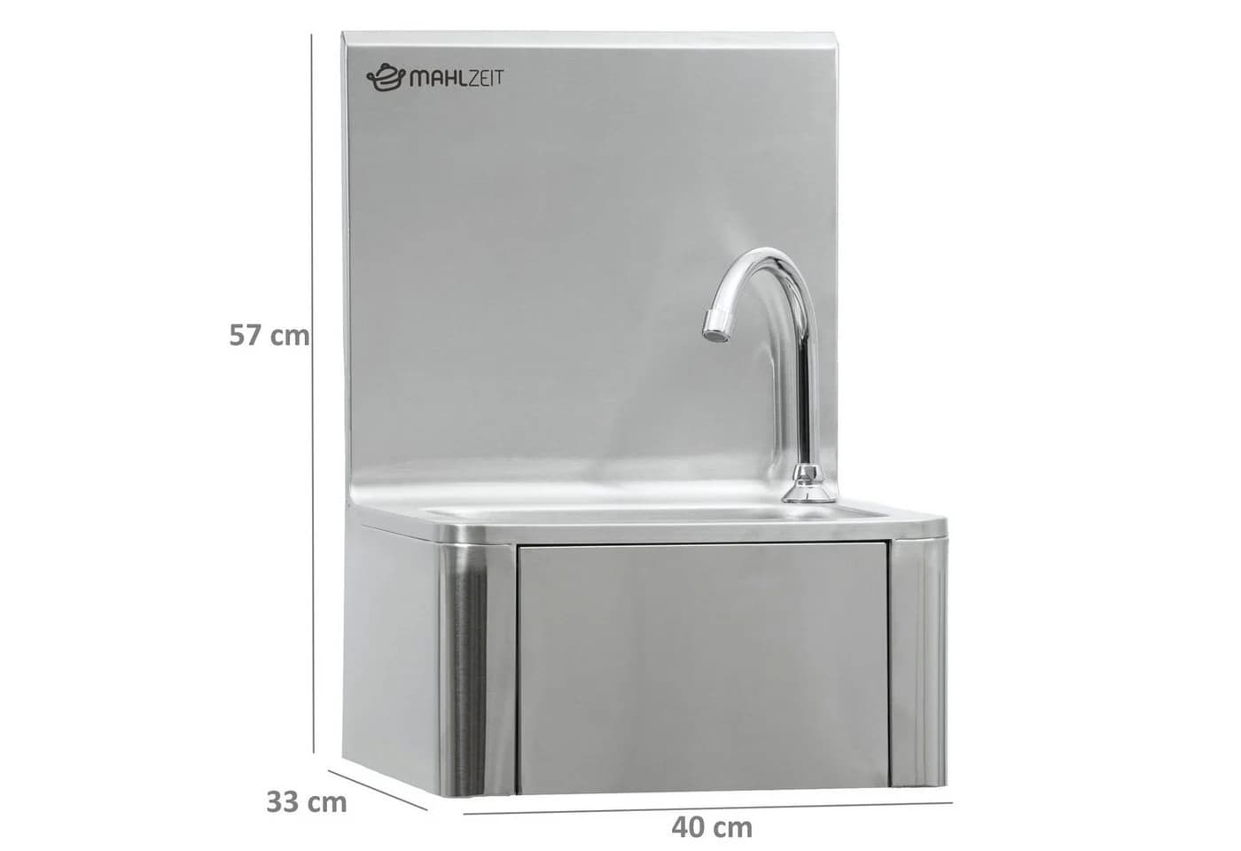 Mahlzeit Handwaschbecken Edelstahl mit Kniebetätigung und Seifenspender - Bild 3