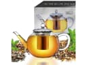 Creano Teekanne „flach“ 1,6l Glas mit Edelstahlsieb Bild 2