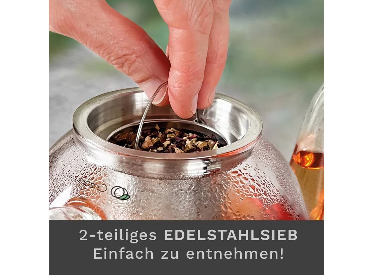 Creano Glas-Teekanne 1,5l mit Edelstahlsieb - Bild 5