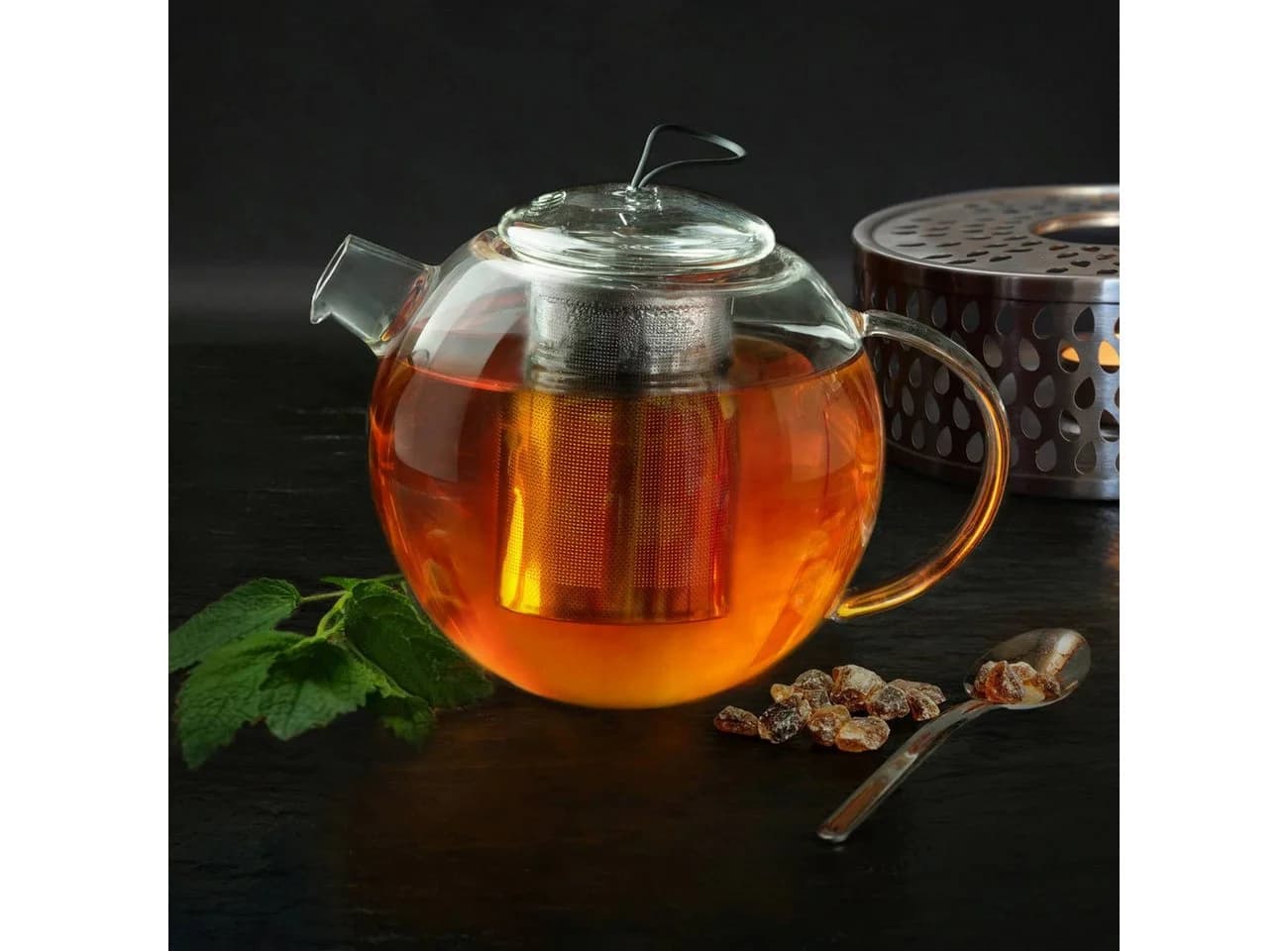 Creano Teekanne 2,0l „Jumbo“ Glas mit Edelstahlfilter