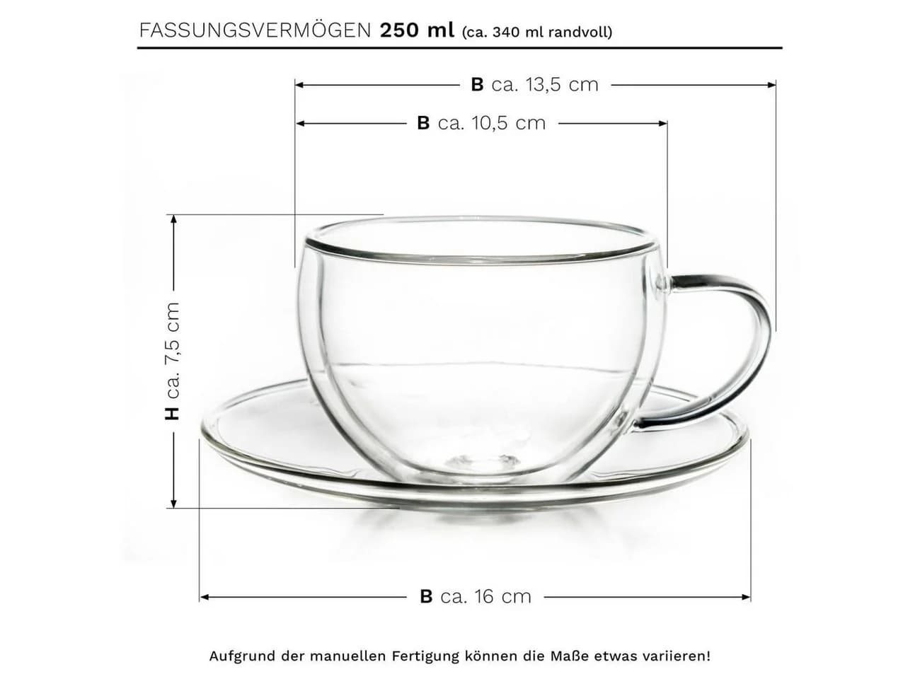 Creano Thermo-Tasse doppelwandig mit Untersetzer 250ml 6er Set - Bild 3