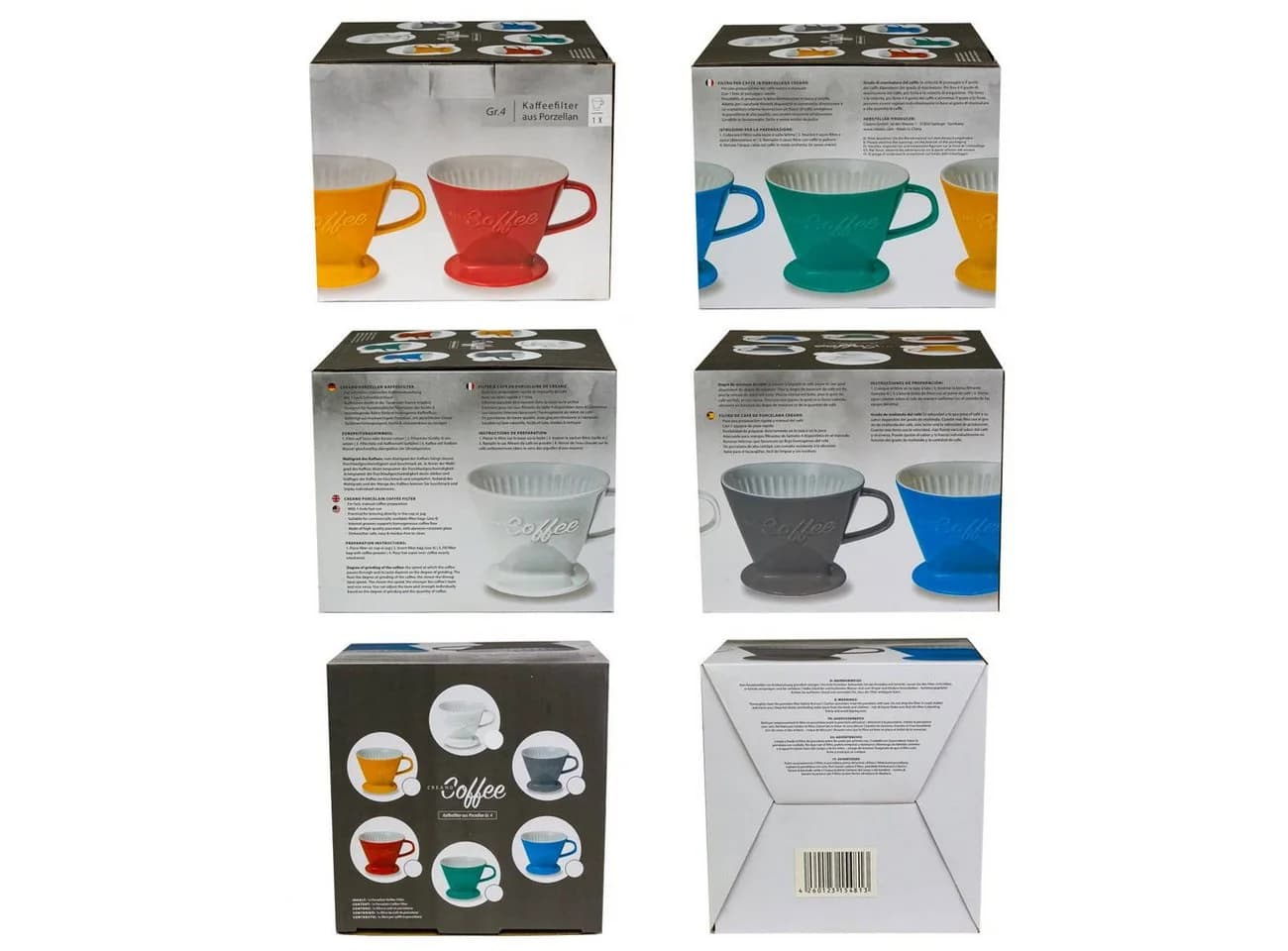 Creano Porzellan Kaffeefilter Weiß Größe 4 Handfilter