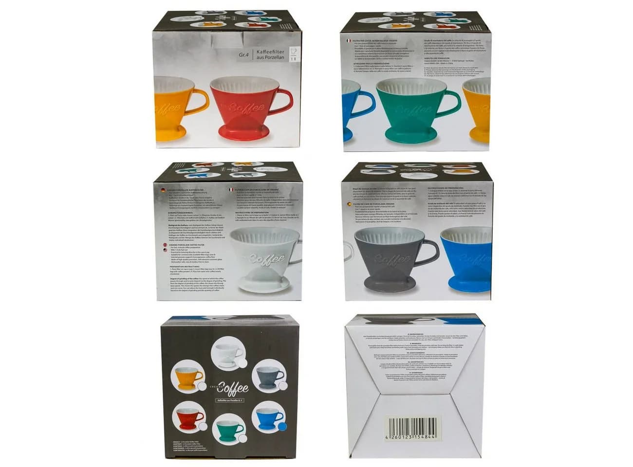 Creano Porzellan Kaffeefilter Blau Größe 4 Handfilter