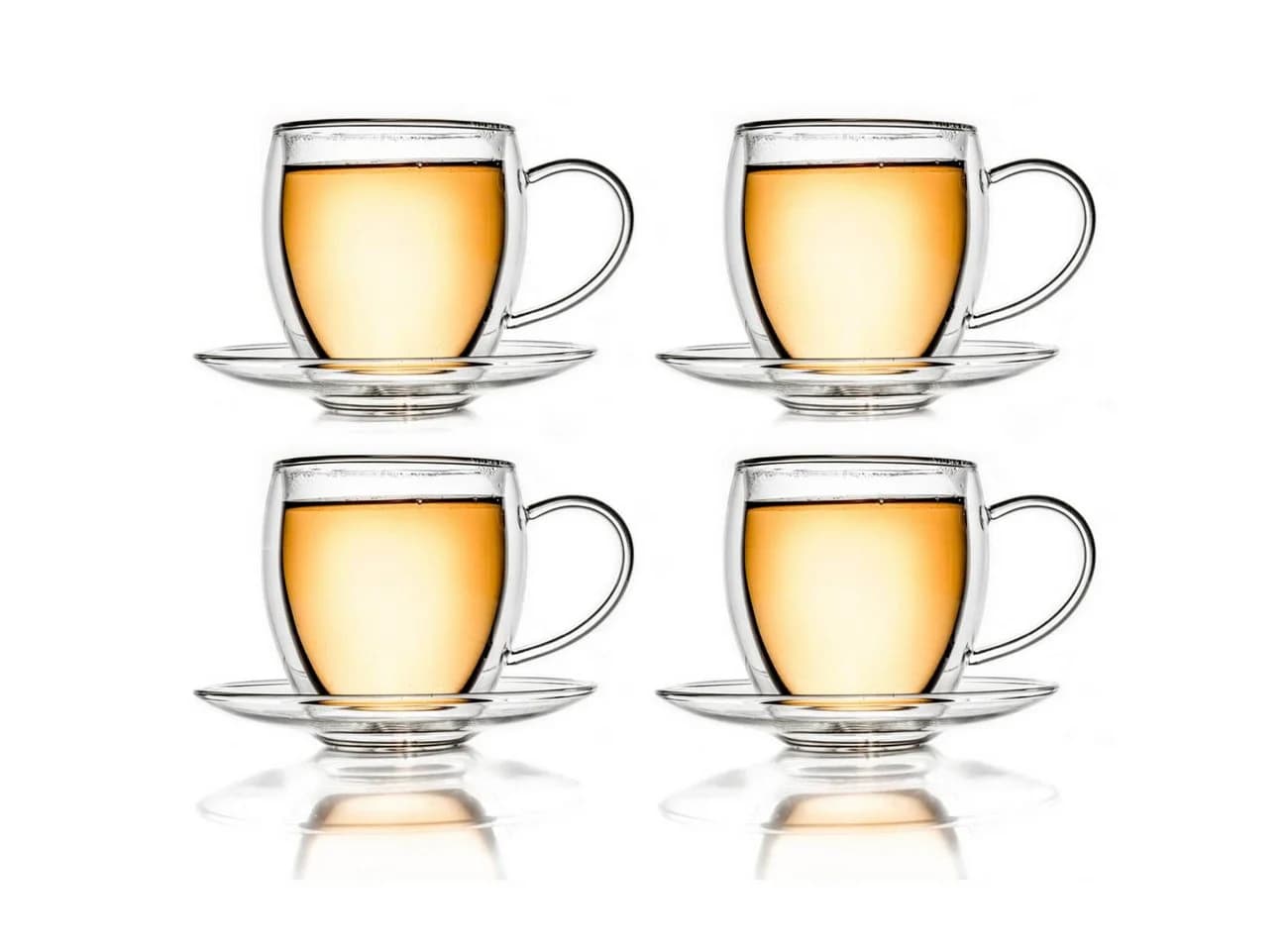 Creano Teeglas Thermotasse bauchig 250ml 4er Set mit Untersetzer - Bild 2