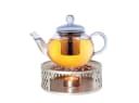 Creano Teekanne „flach“ 0,8l mit Stövchen aus Edelstahl Bild 2