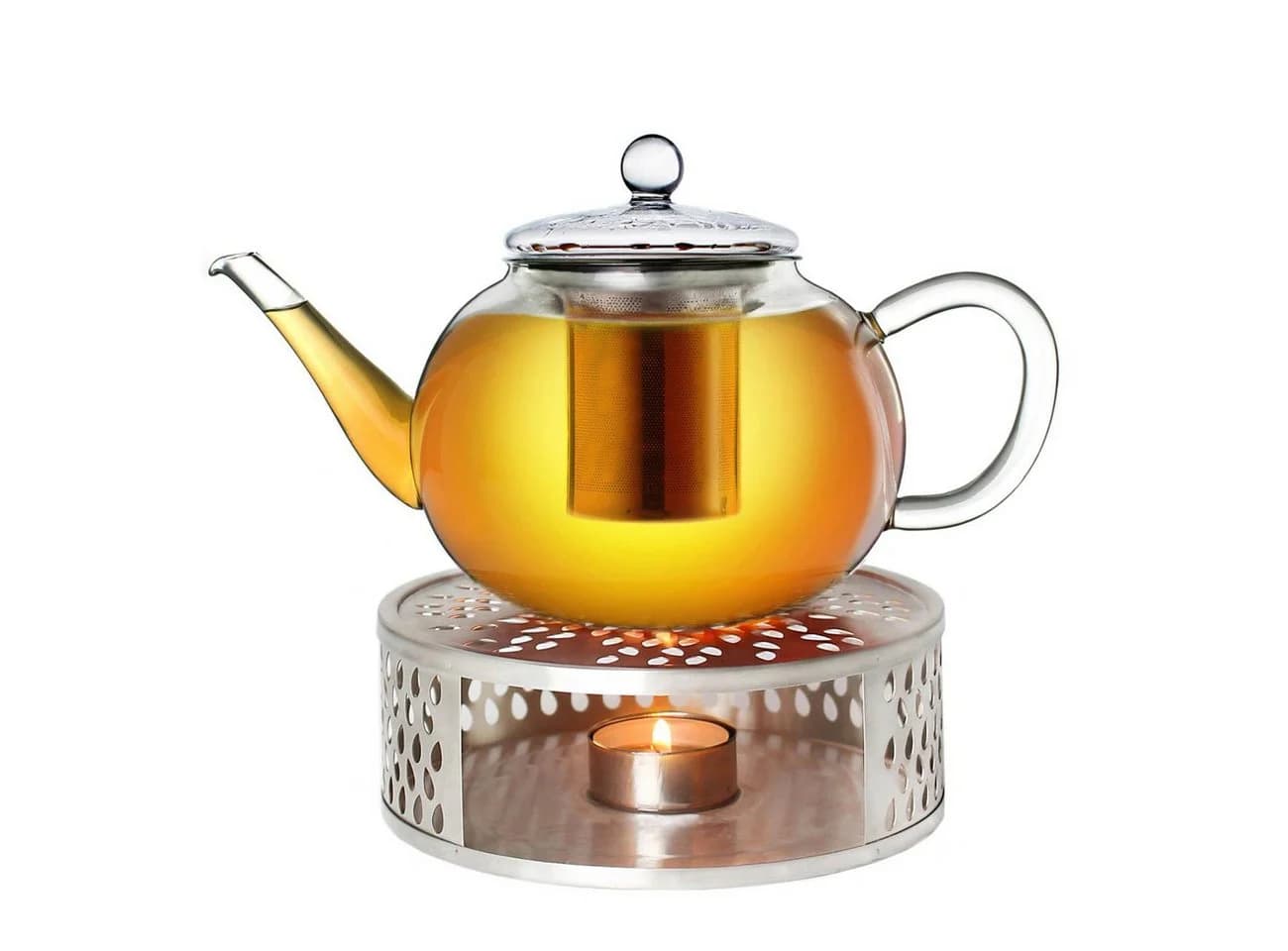 Creano Teekanne „flach“ 1,2l mit Stövchen aus Edelstahl - Bild 2