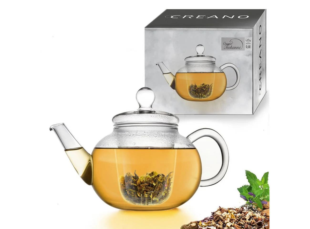 Creano Teekanne Flach 0,8l mit Glassieb - Bild 2
