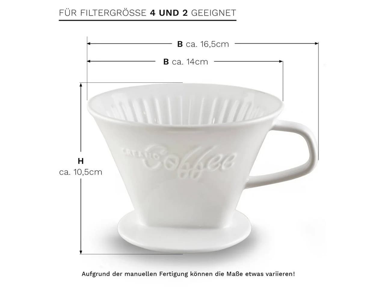 Creano Porzellan Kaffeefilter Größe 4 Weiß