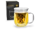 Creano Teeglas 450ml mit Sieb und Deckel aus Glas Bild 2
