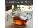 Creano Teekanne „flach“ 0,8 l Glas tropffrei mit Edelstahlsieb Bild 1