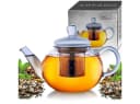 Creano Teekanne „flach“ 0,8 l Glas tropffrei mit Edelstahlsieb Bild 2