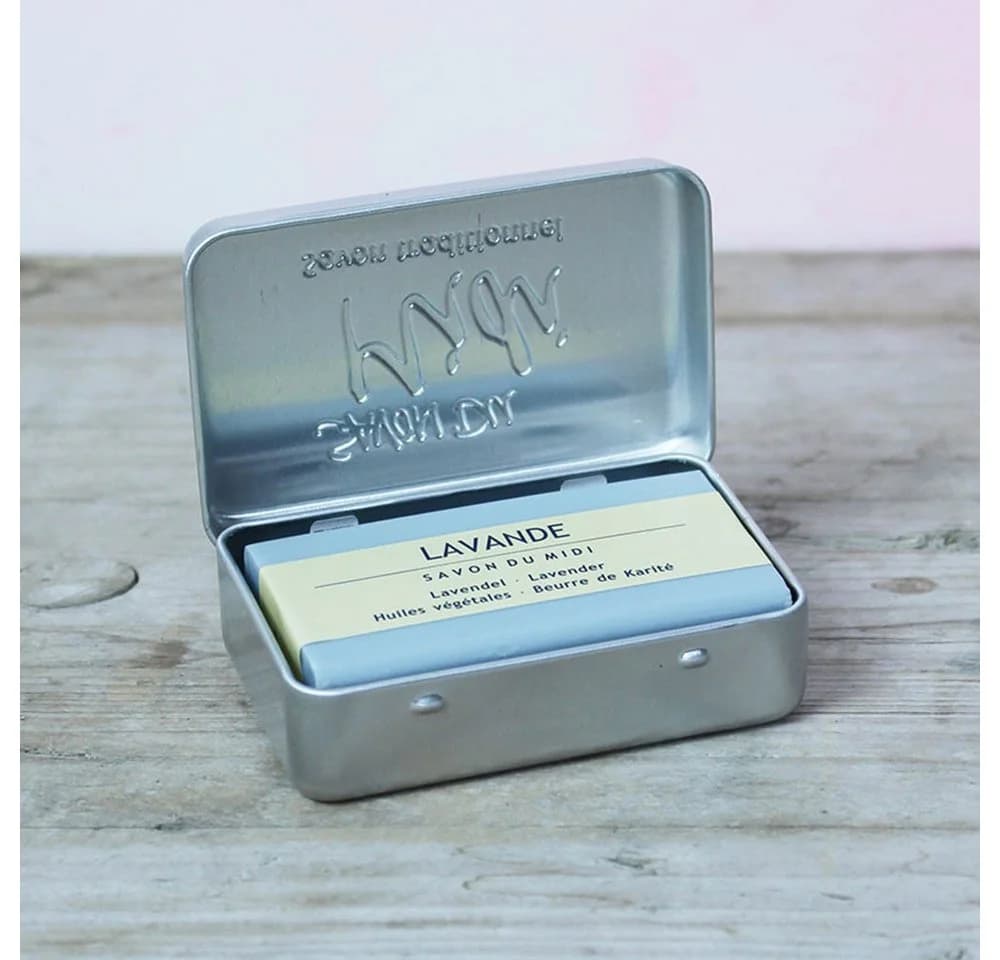Savon du Midi Seifendose Alu Silber mit Prägung