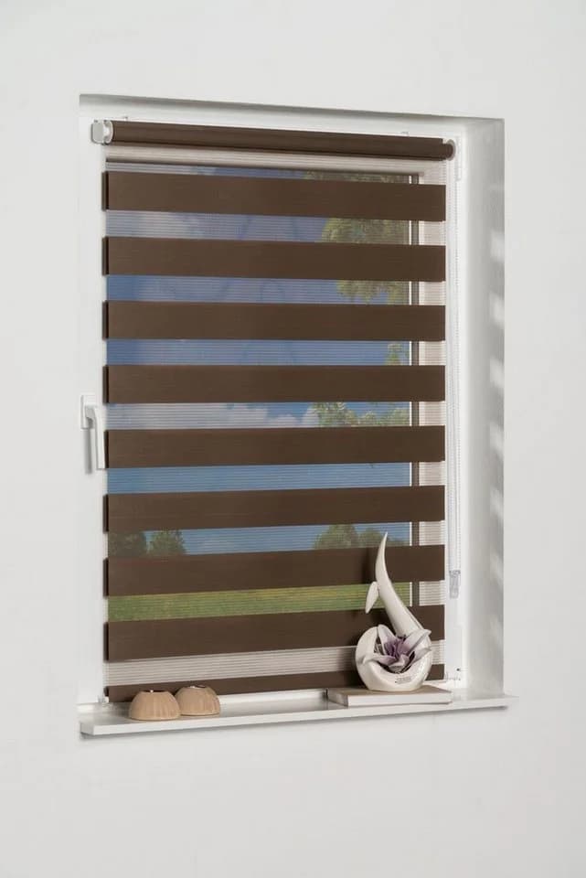 K-HOME Doppelrollo Maringa Klemmfix Braun Polyester - Bild 2