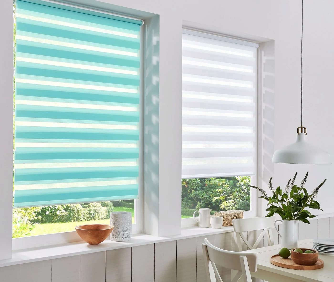 K-HOME Doppelrollo Ancona türkis 60x150 cm Klemmfix - Bild 5
