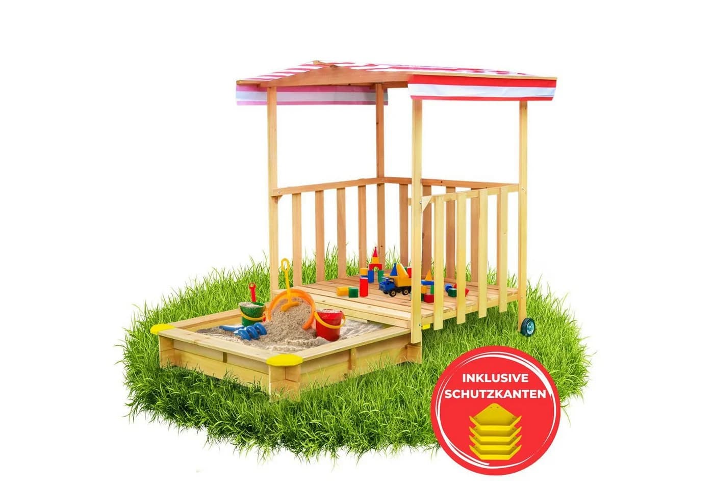 Coemo Spielhaus mit Sandkasten Buddelkiste für Kinder - Bild 3