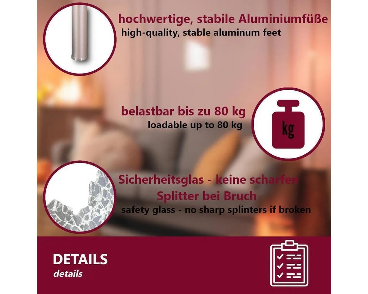 HOOZ TV-Aufsatz Weißglas mit Aluminiumfüßen - Bild 5