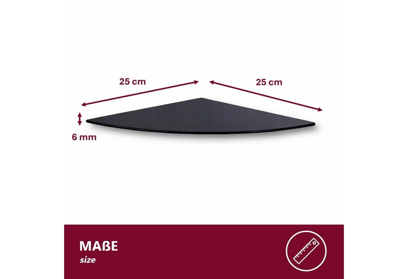 HOOZ Eckregal Glasregal Eckablage ESG – 6 mm, abgerundetes Duschregal mit Halterung
