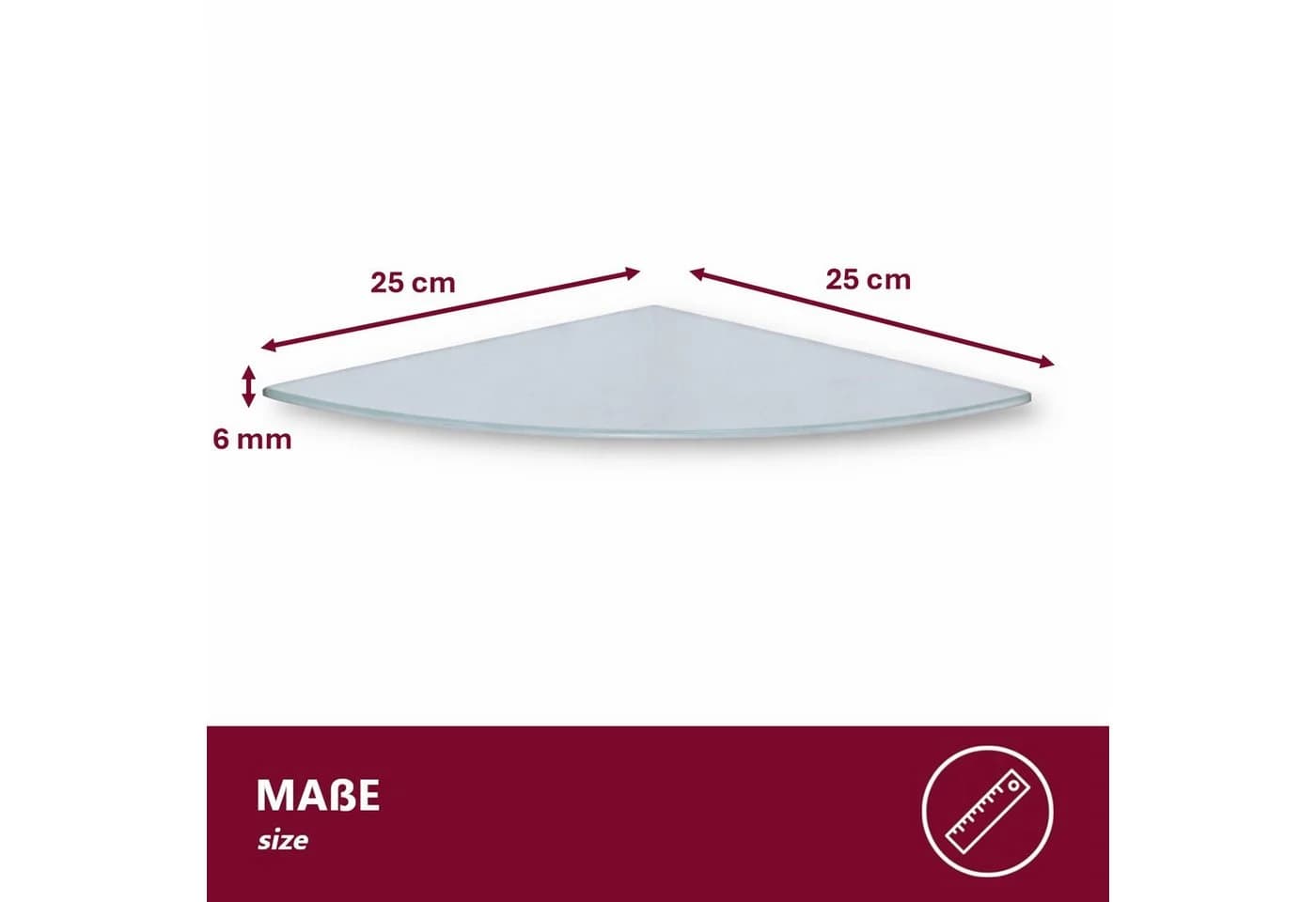 HOOZ Eckregal Glas 6mm ESG – Abgerundete Wandablage für Bad & Dusche