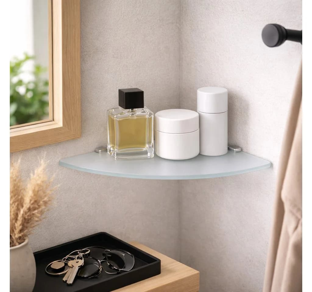 HOOZ Eckregal Glas 6mm ESG – Abgerundete Wandablage für Bad & Dusche - Bild 3