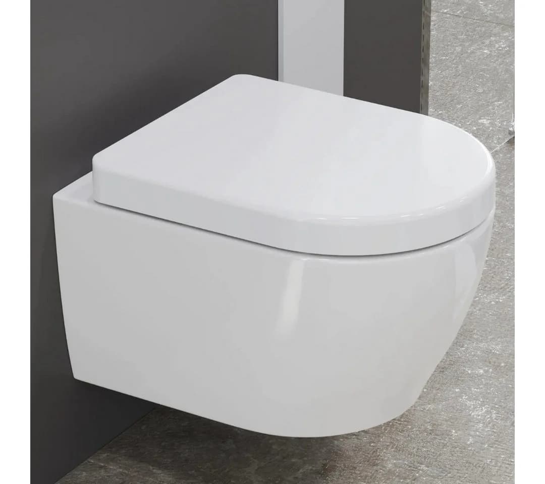 Aqua Bagno Hänge-WC spülrandlos weiß mit Absenkautomatik