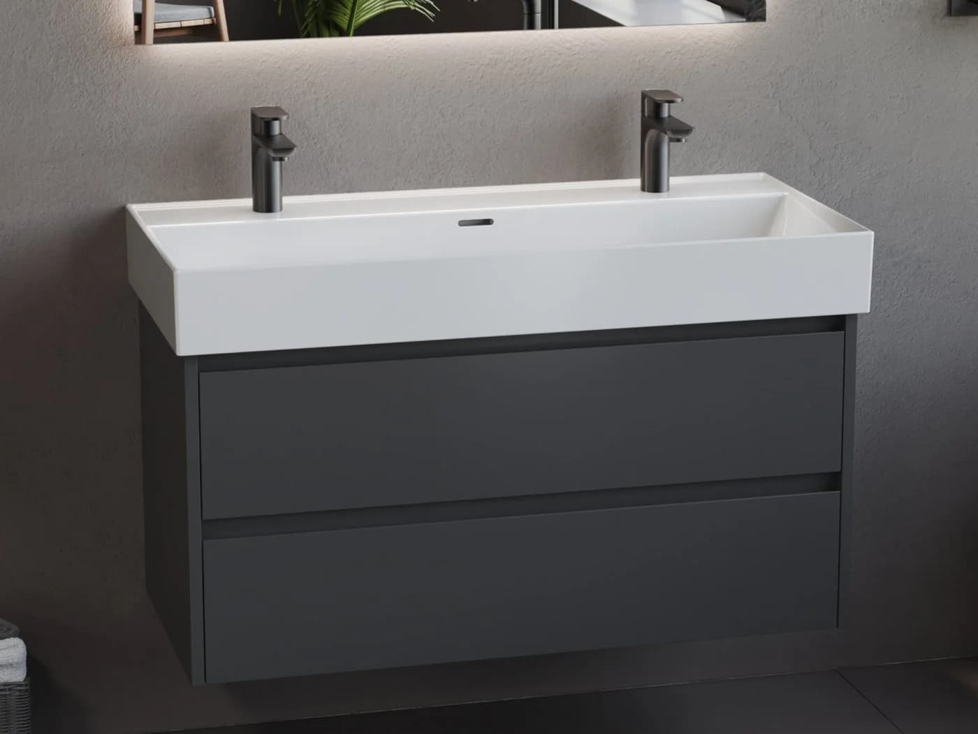 Aqua Bagno Loft Air 100 Doppelwaschbecken 101cm Weiß Eckig Wandmontage