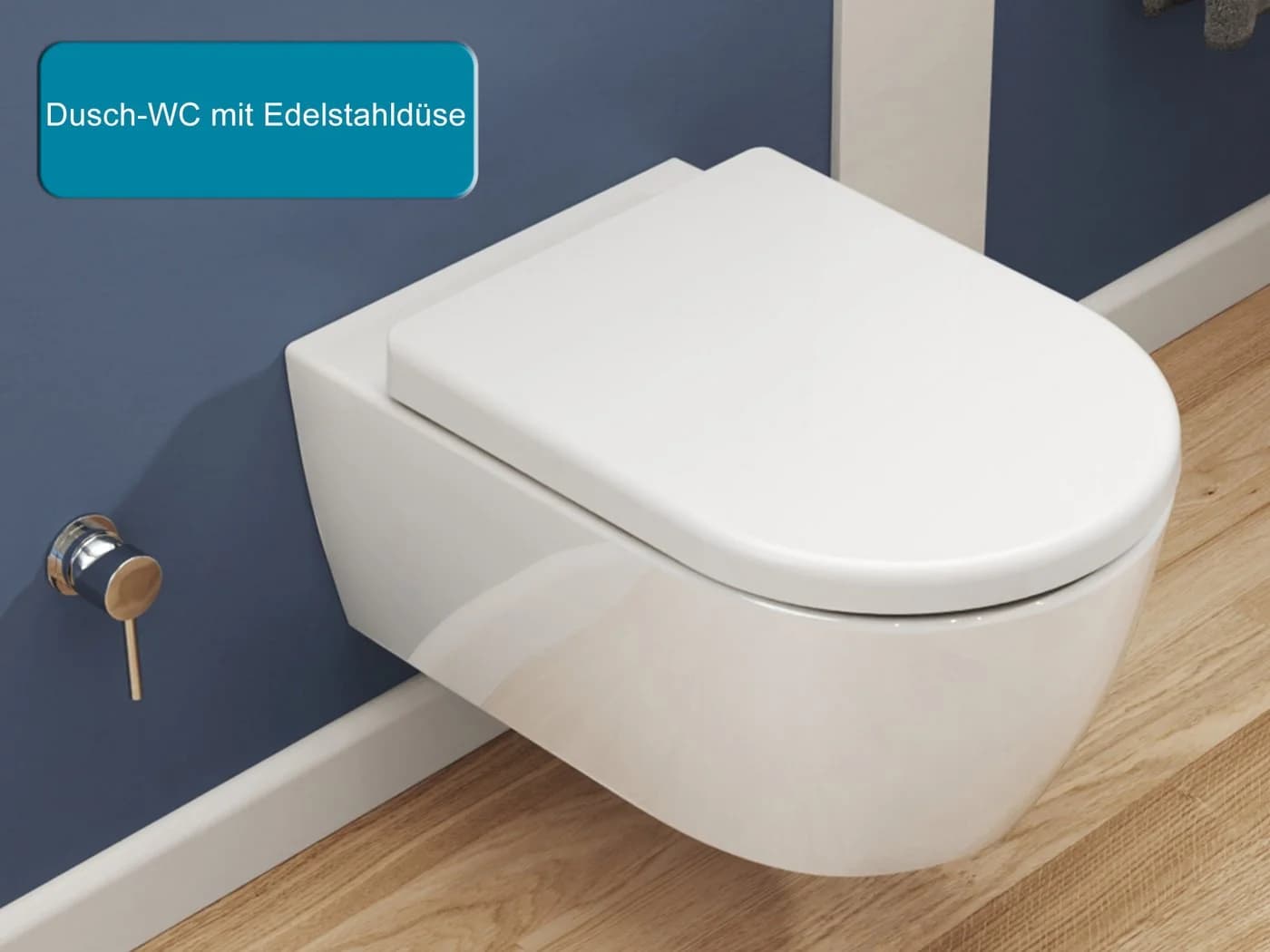 SSWW Dusch-WC mit Softclose WC-Sitz Tiefspül-WC spülrandloses WC Taharat wandhängend Abgang waagerecht