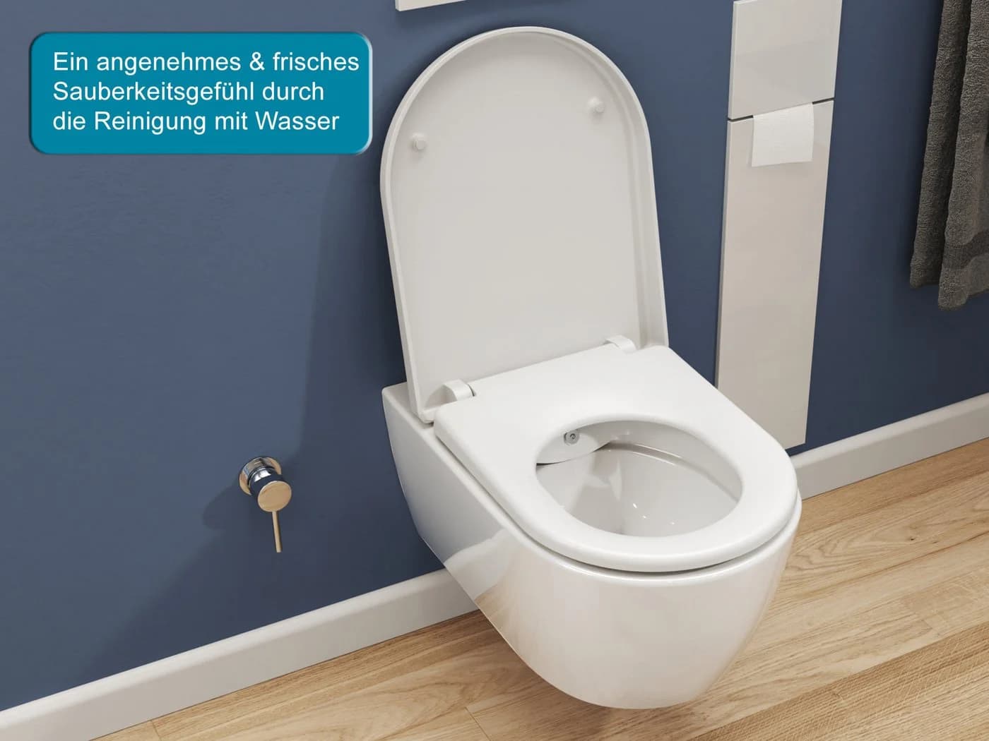 SSWW Dusch-WC mit Softclose WC-Sitz Tiefspül-WC spülrandloses WC Taharat wandhängend Abgang waagerecht - Bild 3