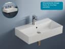 Aqua Bagno Aufsatzwaschbecken 70cm Weiß Eckig Wandhängend Bild 5