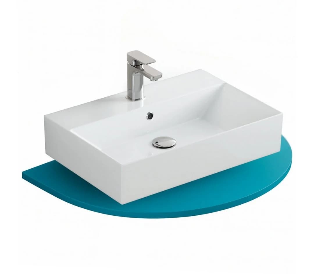 Aqua Bagno Aufsatzwaschbecken 60cm Weiß Keramik Wandhängend - Bild 2