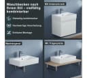 Aqua Bagno Aufsatzwaschbecken 60cm Weiß Keramik Wandhängend Bild 3
