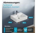 Aqua Bagno Waschbecken Aufsatzwaschbecken 50cm Weiß Eckig Wandhängend Bild 1