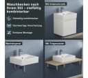 Aqua Bagno Waschbecken Aufsatzwaschbecken 50cm Weiß Eckig Wandhängend Bild 3