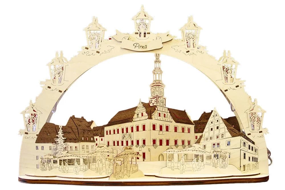 DeColibri LED Schwibbogen 3D Pirna Rathaus Holzkunst Sachsen - Bild 2