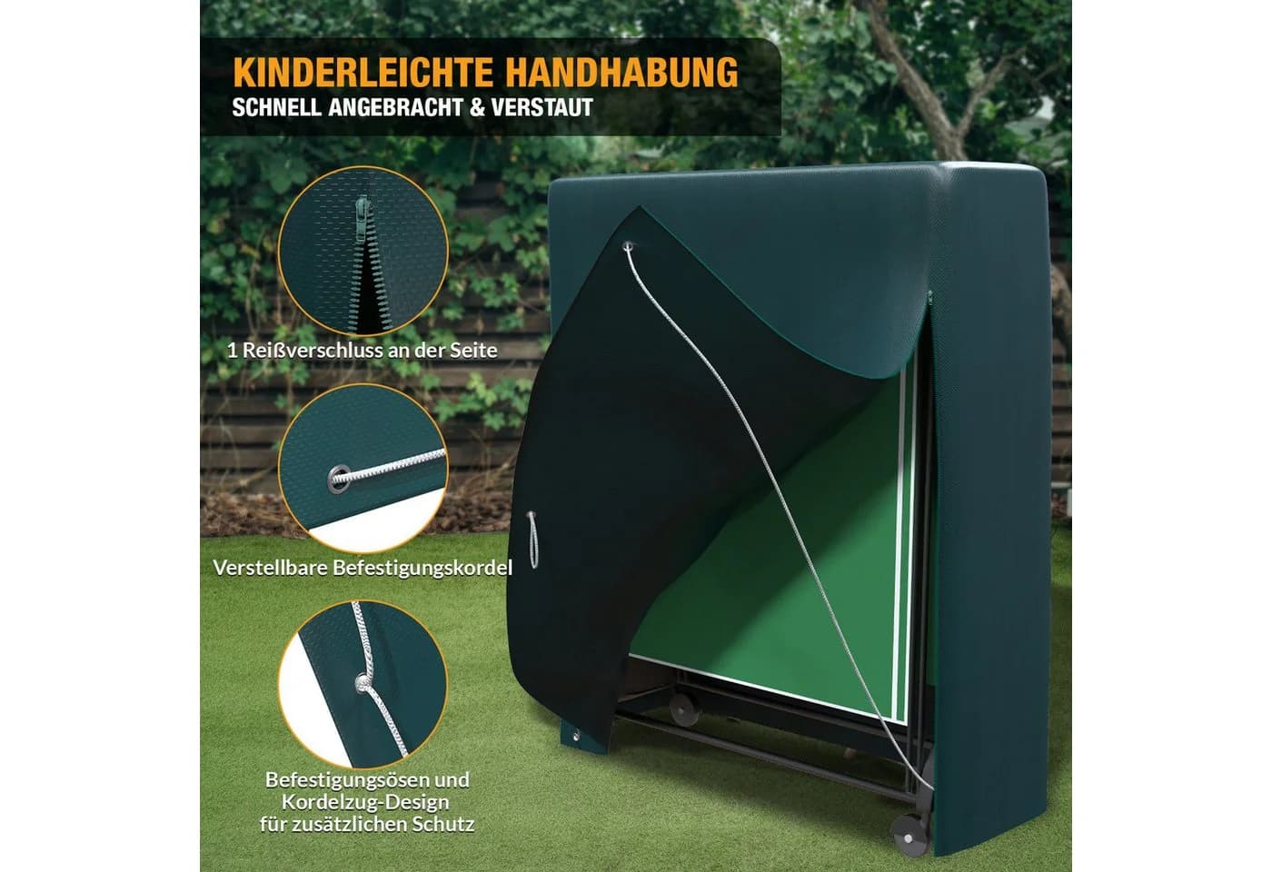 Kronenburg Tischtennisplatte Schutzhülle Grün Wetterfest UV-beständig - Bild 4