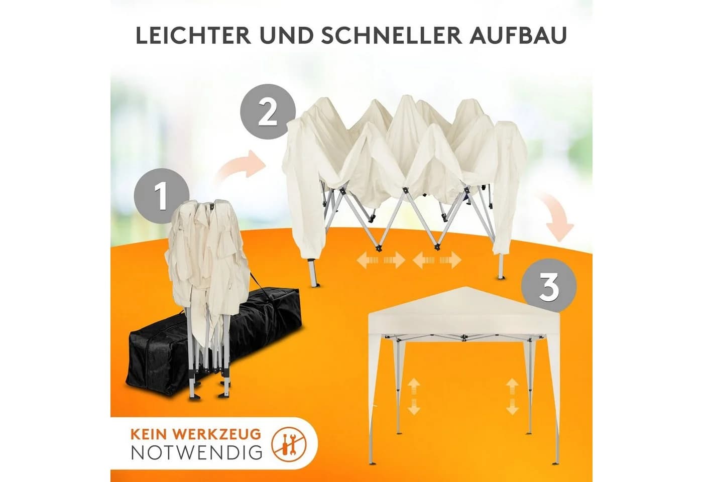 Kronenburg Faltpavillon 3x3 m wasserdicht mit 4 Seitenteilen - Bild 3