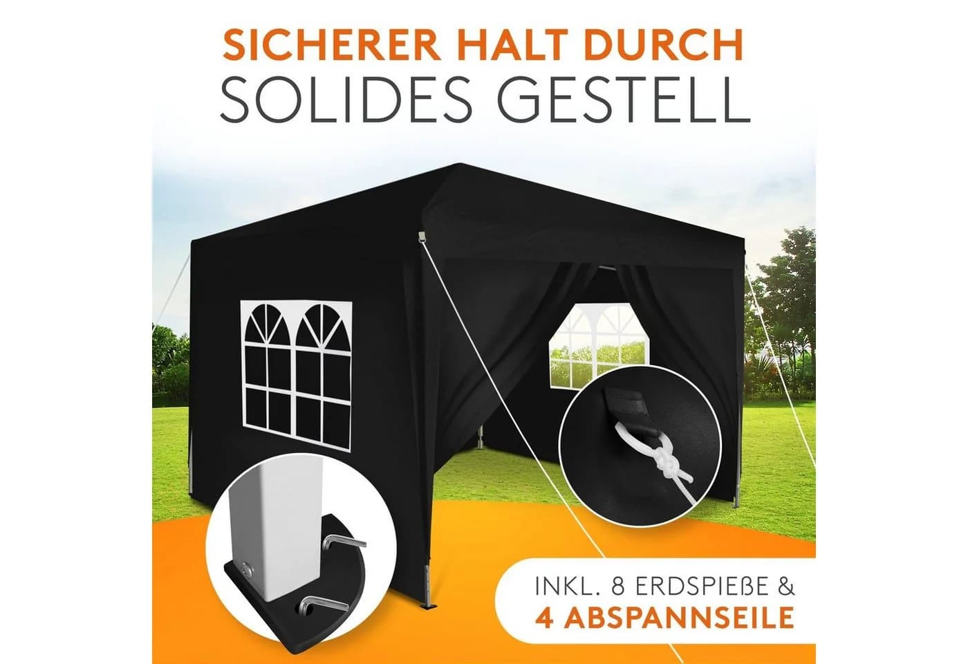 Kronenburg Faltpavillon 2x2 m wasserdicht mit Seitenteilen - Bild 5