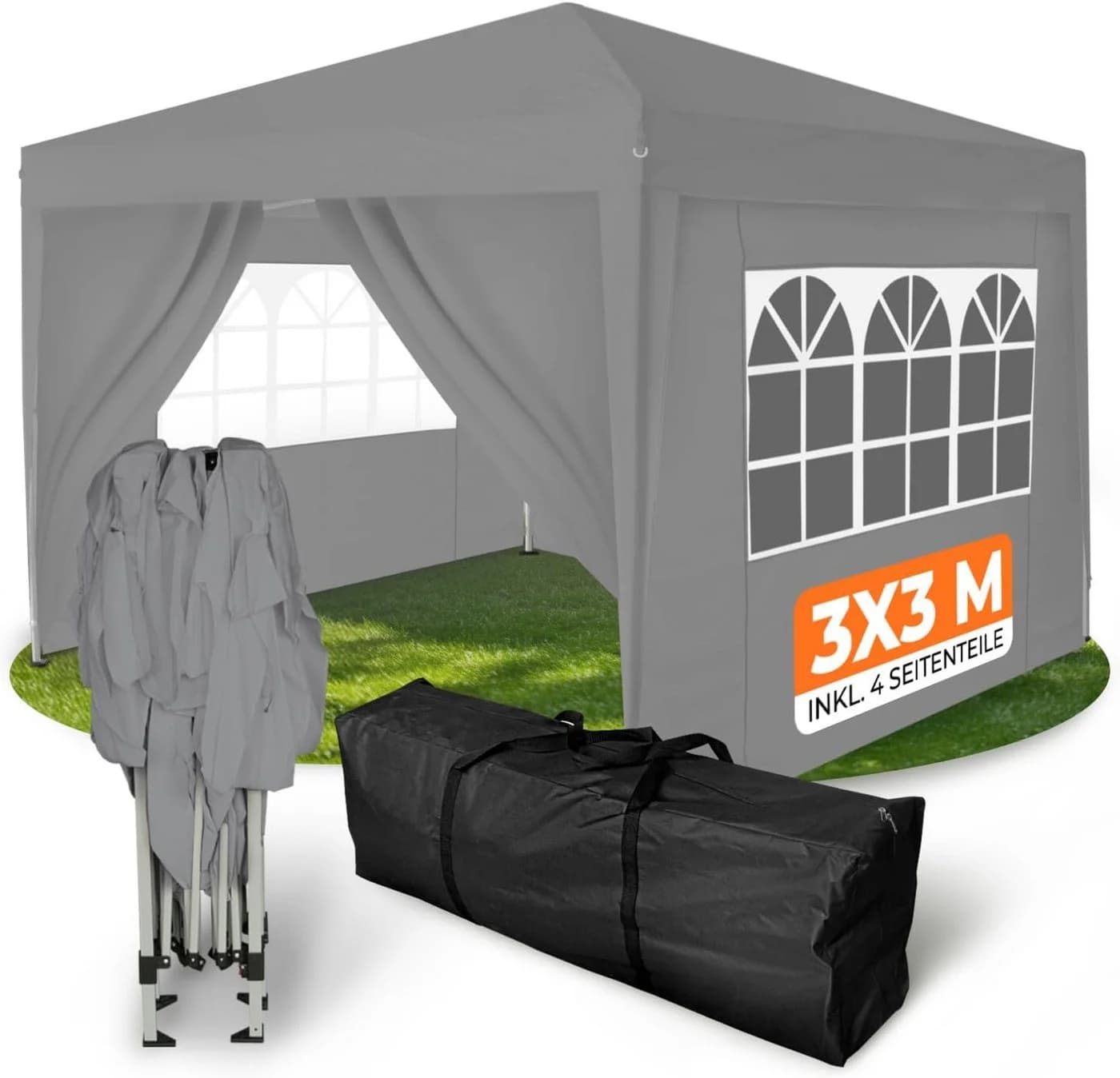 Kronenburg Faltpavillon 3x3 m wasserdicht mit UV-Schutz 50+ Grau - Bild 2