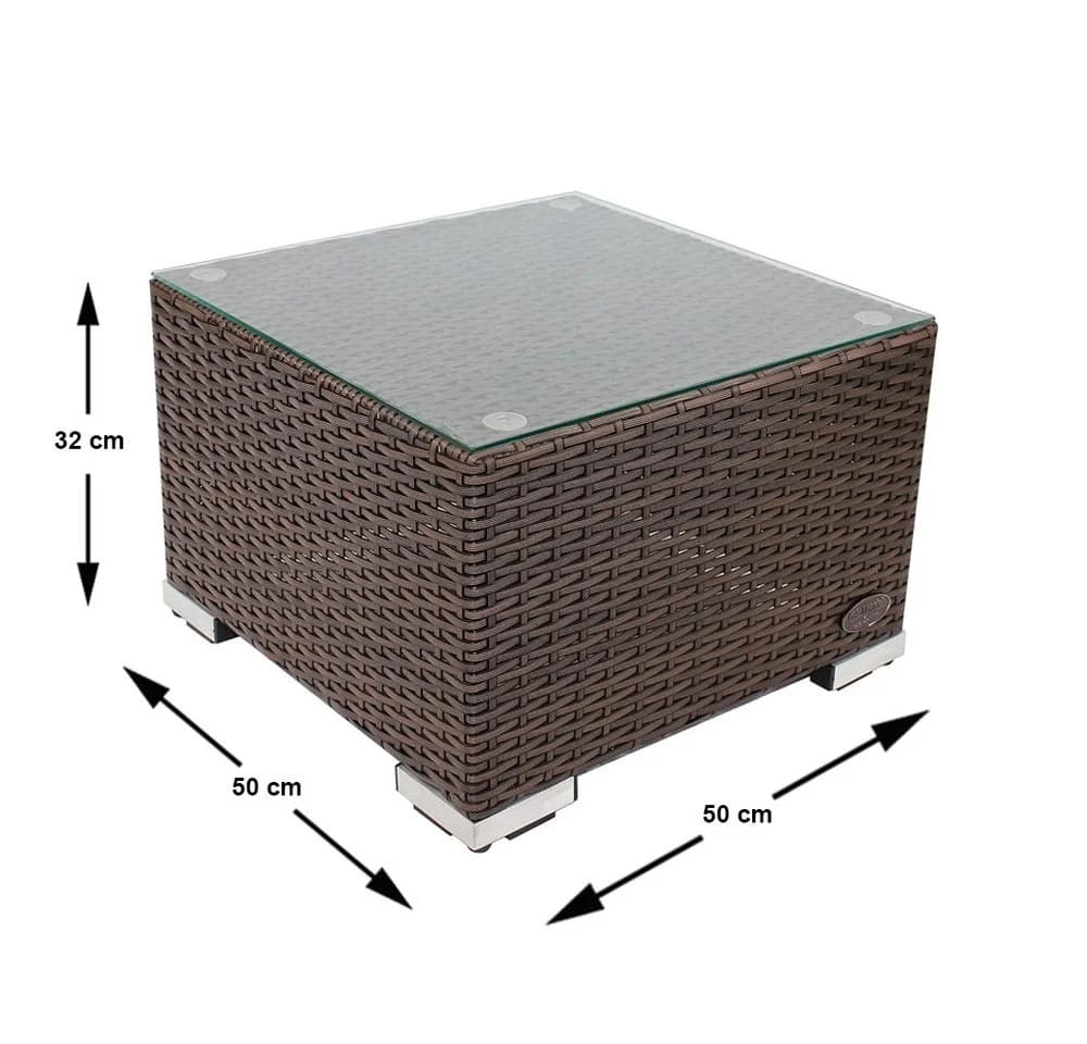 RS Trade Beistelltisch Rattan Braun mit Glasplatte - Bild 4