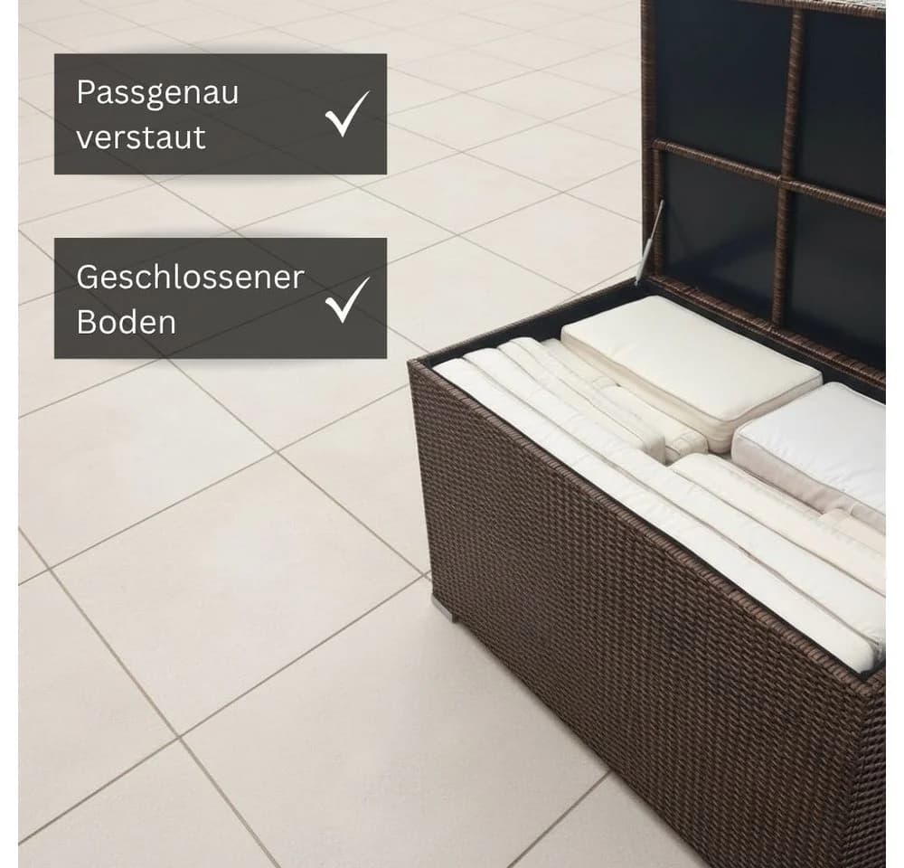 RS Trade Auflagenbox Venezia Braun Poly Rattan Aluminium - Bild 3