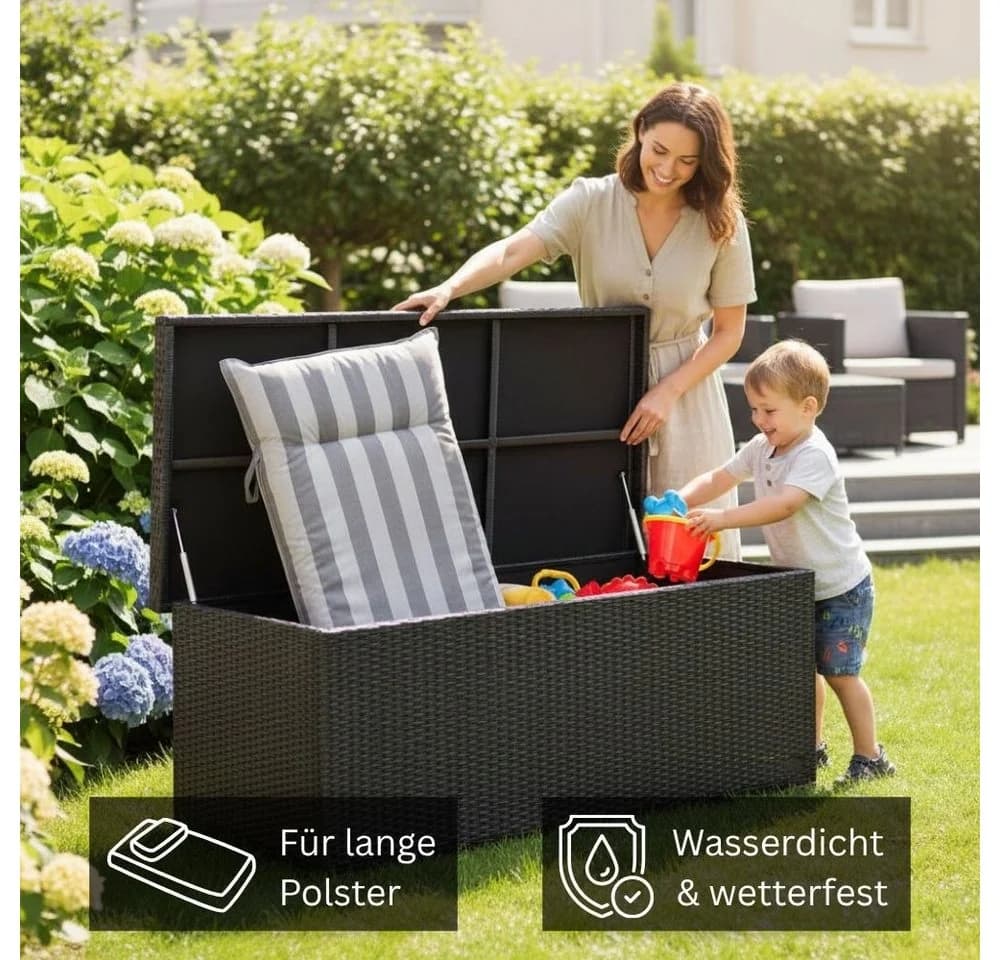 RS Trade Auflagenbox Sienna Silber/Grau Poly Rattan
