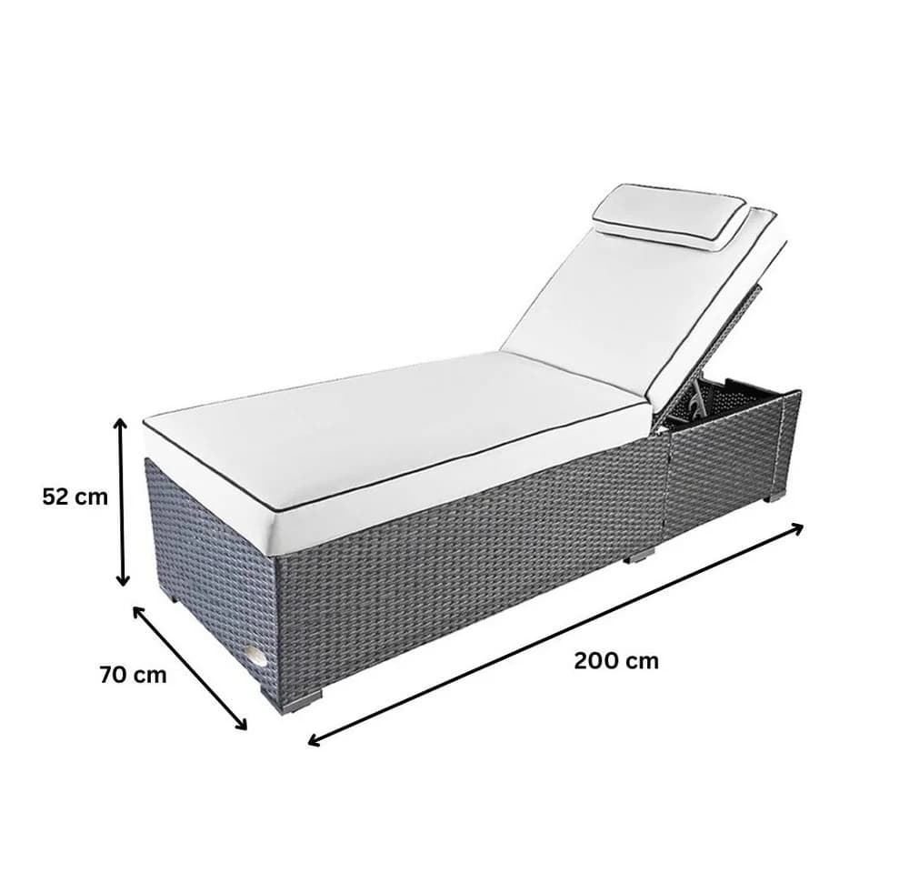 RS Trade Gartenliege Verona High Silber/Grau Poly Rattan - Bild 4