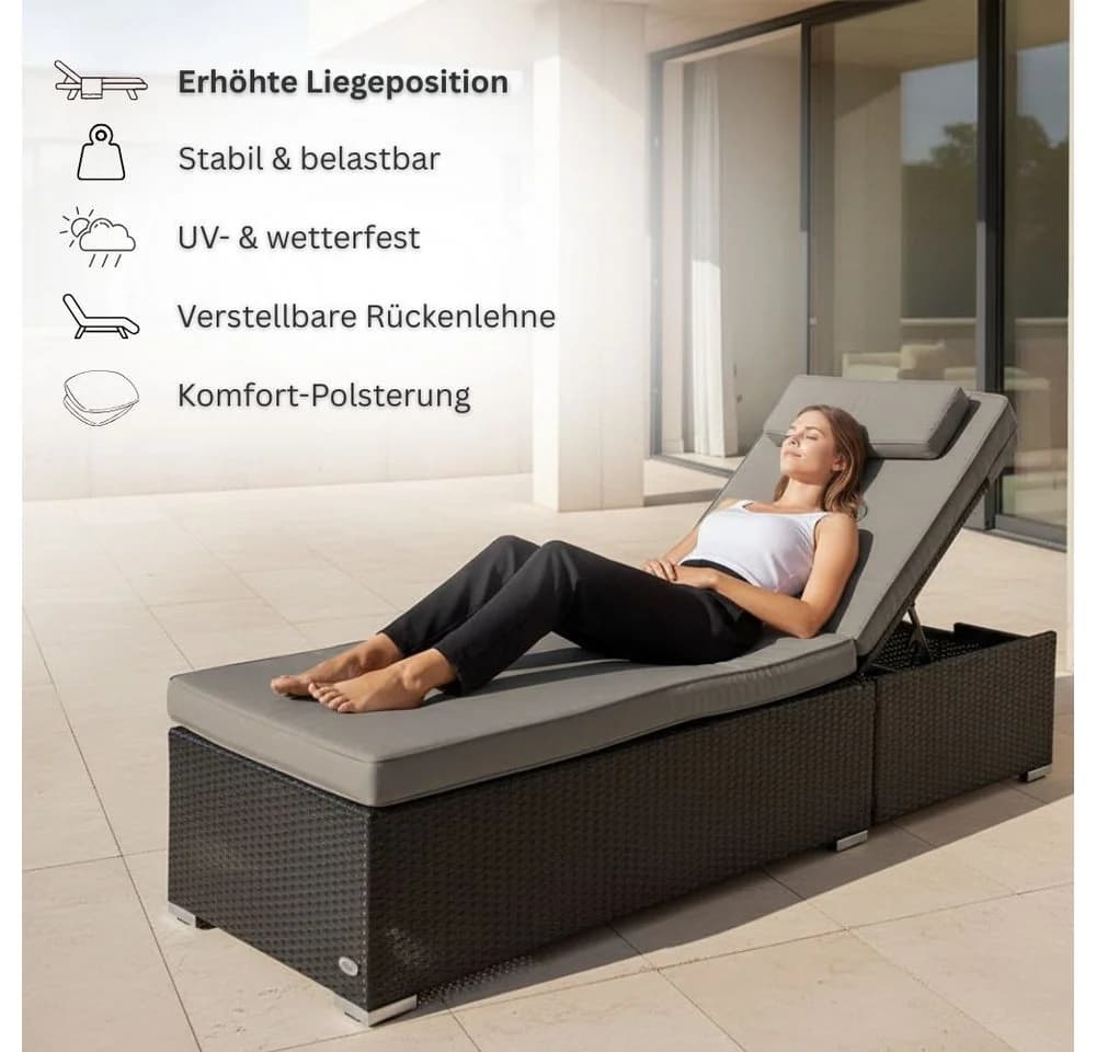 RS Trade Sonnenliege Verona High Poly Rattan - Bild 3