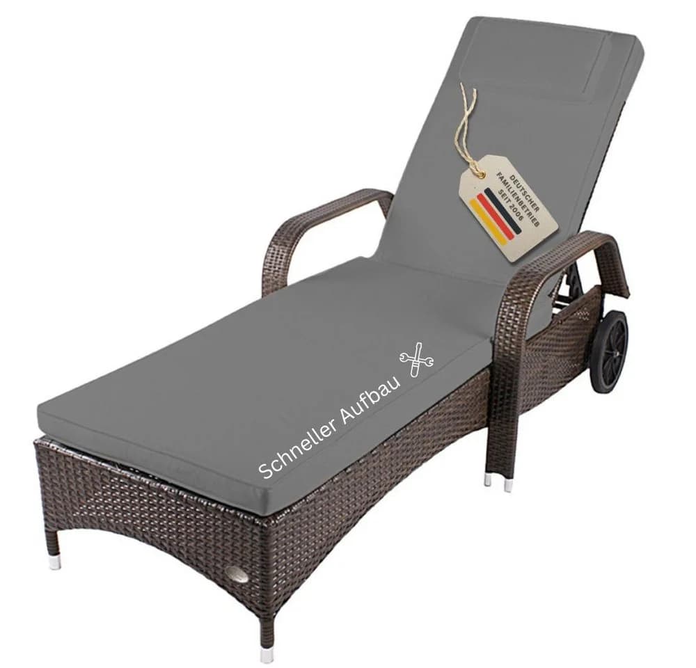 RS Trade Gartenliege Toscana Poly Rattan Braun Grau - Bild 2