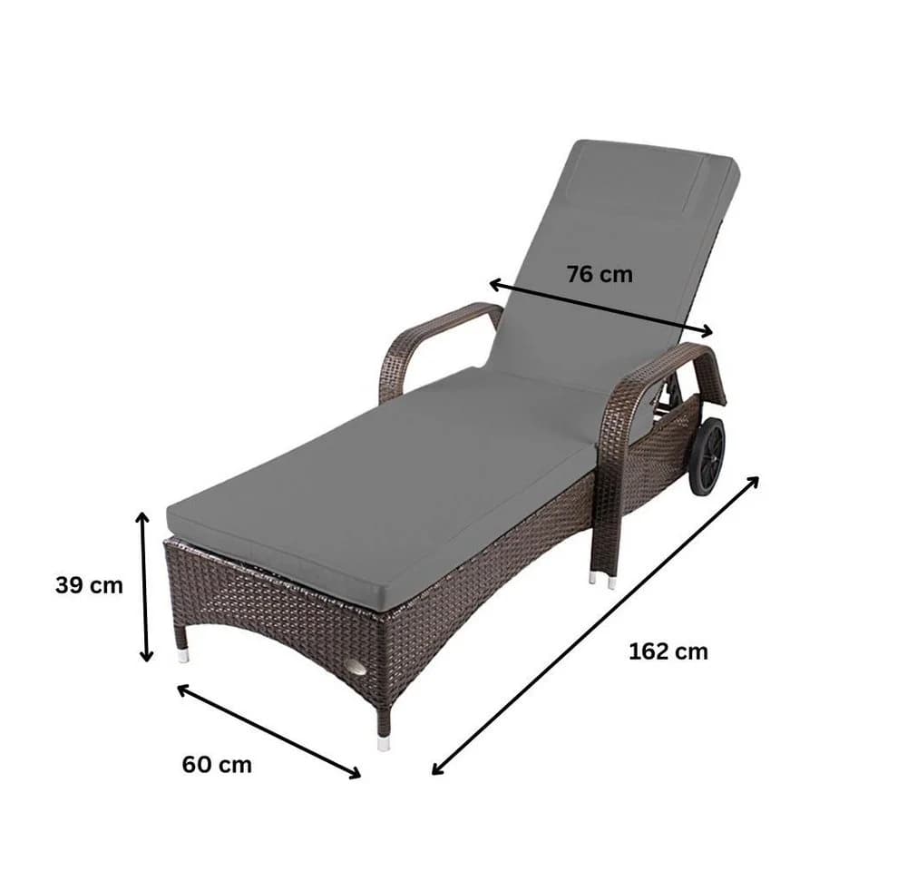 RS Trade Gartenliege Toscana Poly Rattan Braun Grau - Bild 4