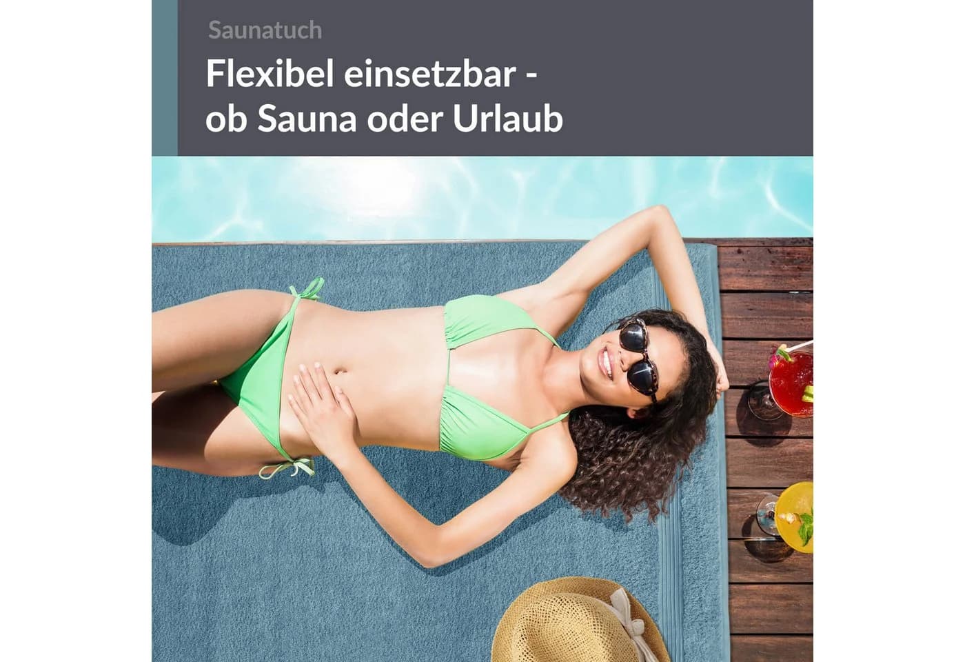 Lashuma Saunatuch XXL Frottee 100% Baumwolle Blau