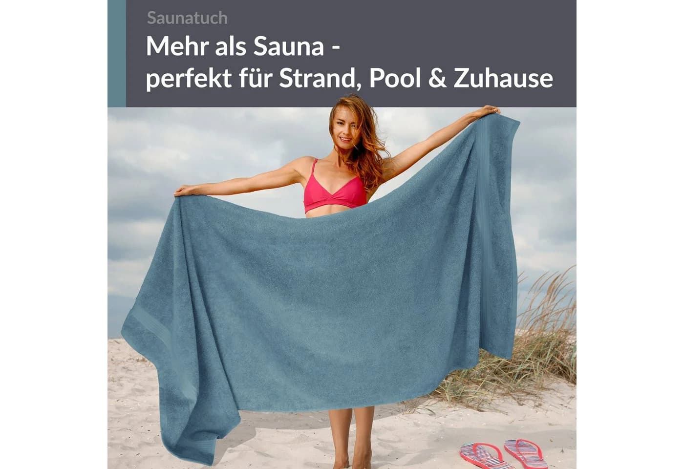 Lashuma Saunatuch XXL Frottee 100% Baumwolle Blau - Bild 3
