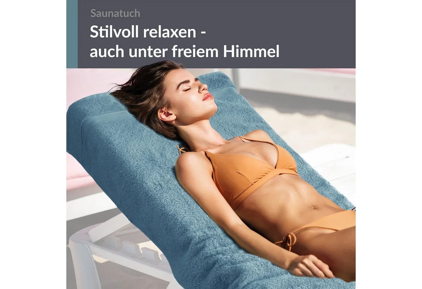 Lashuma Saunatuch XXL Frottee 100% Baumwolle Blau - Bild 5