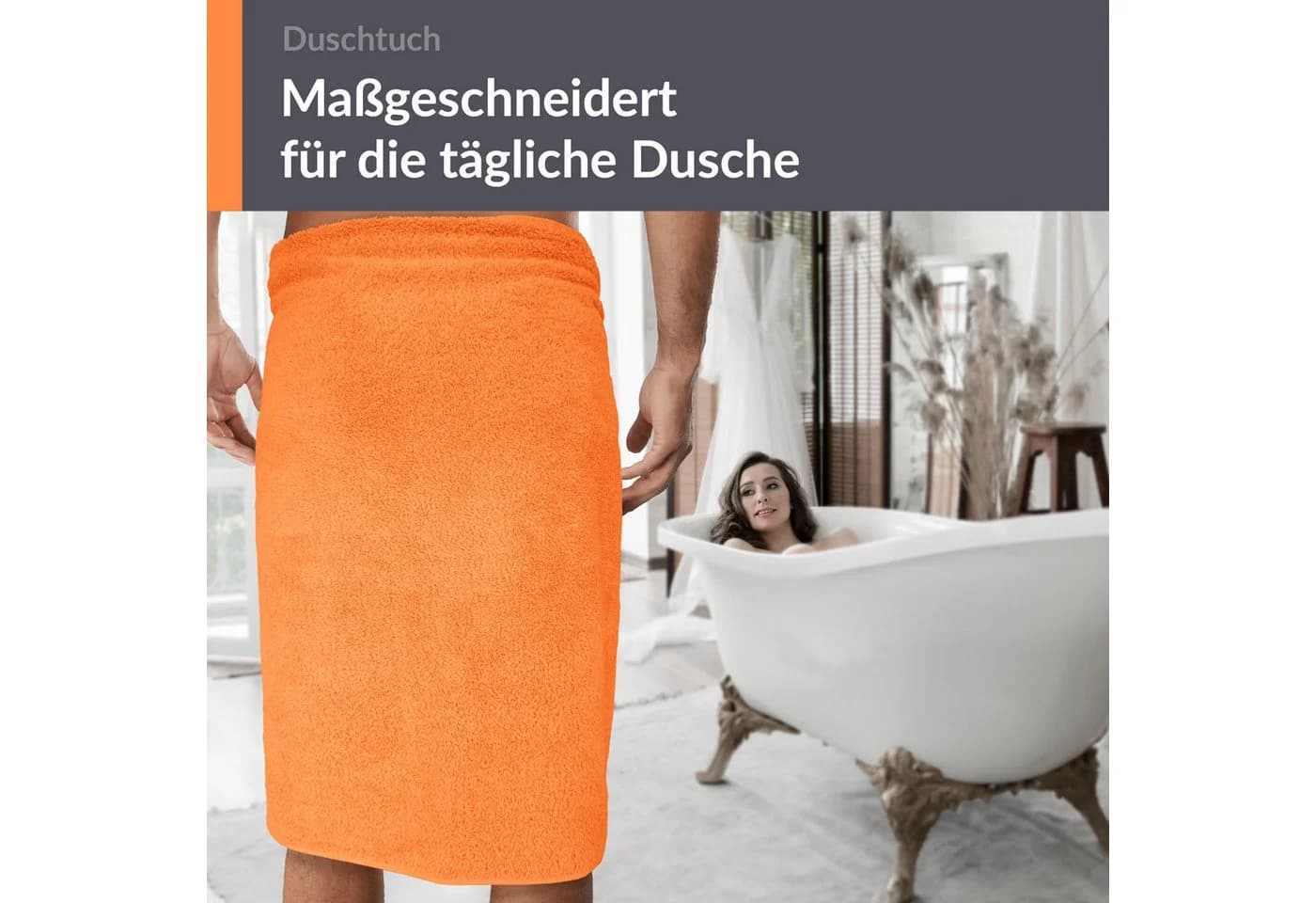 Lashuma Duschtuch Linz Frottee 70x140 cm Orange - Bild 4
