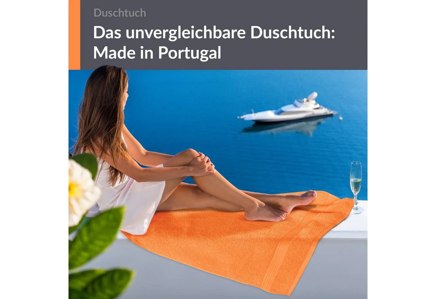 Lashuma Duschtuch Linz Frottee 70x140 cm Orange - Bild 5